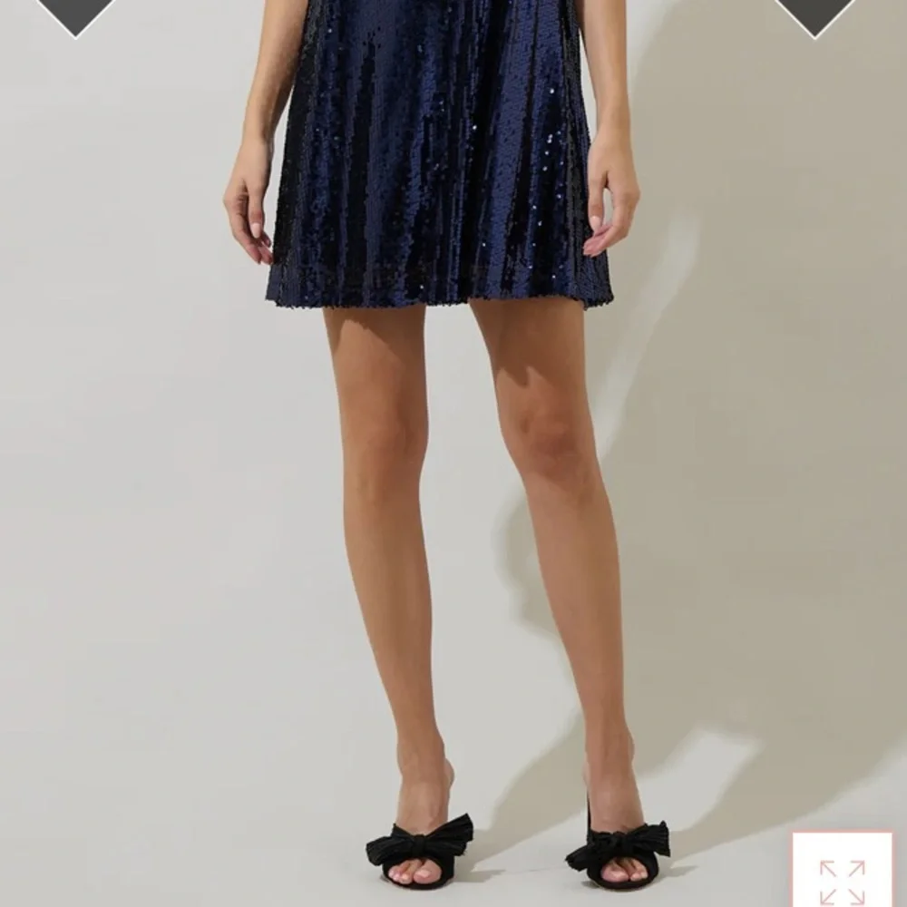“Party Dress” Sequins Shimmering Midnight Blue Mini Dress by Sugarlips - Picture 2 of 11